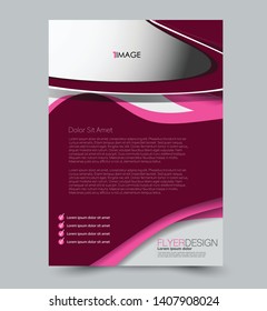 Flyer template. Design for a business, education, advertisement brochure, poster or pamphlet. Vector illustration. Pink color.