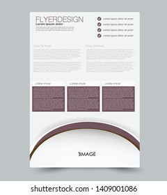 Flyer template. Design for a business, education, advertisement brochure, poster or pamphlet. Vector illustration.  Purple color.