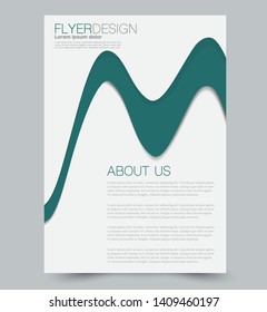 Flyer template. Design for a business, education, advertisement brochure, poster or pamphlet. Vector illustration. Green color.