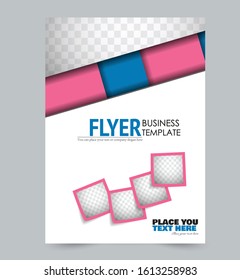 Flyer template. Design for a business, education, advertisement brochure, poster or pamphlet. Vector illustration. Pink and blue color.