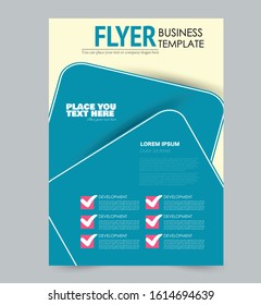 Flyer template. Design for a business, education, advertisement brochure, poster or pamphlet. Vector illustration. Blue color.