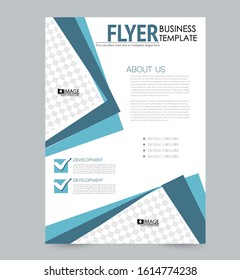 Flyer template. Design for a business, education, advertisement brochure, poster or pamphlet. Vector illustration. Blue color.