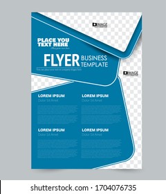 Flyer template. Design for a business, education, advertisement brochure, poster or pamphlet. Vector illustration. Blue color.