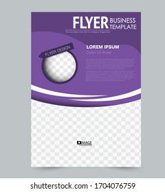 Flyer template. Design for a business, education, advertisement brochure, poster or pamphlet. Vector illustration. Purple color.