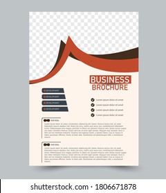 Flyer template. Design for a business, education, advertisement brochure, poster or pamphlet. Vector illustration. Brown and orange color.