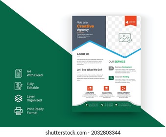 Flyer Template Design. Creative, Modern, Elegant Corporate Business Flyer poster Design.  Business brochure flyer design layout template in A4 size 