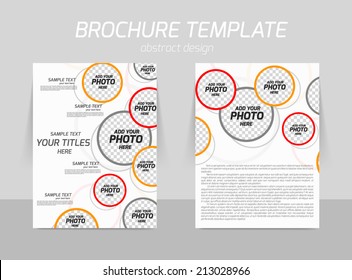 Flyer template design with gray red orange circles