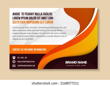 flyer template design with headline is custom dummy text. space of text. Advertising banner with horizontal layout. yellow and brown wave element in white backdrop. line blend pattern.