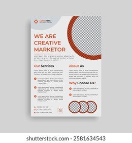 Flyer template design layout with colorful ellipses graphic elements and space for photo background