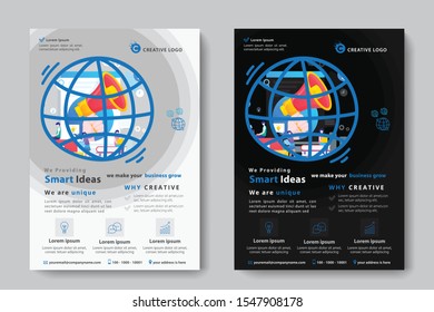 Flyer Template Design poster brochure cover design layout background, two colors scheme, vector