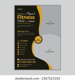 Flyer template design set for gym and fitness. Vector design with place for photo. Gym Fitness Flyer Template Design.	
