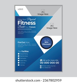 Flyer template design set for gym and fitness. Vector design with place for photo. Gym Fitness Flyer Template Design.