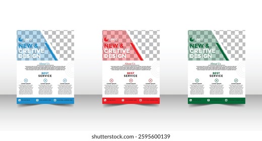 flyer template design with three color variant