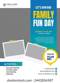 Flyer template, Event flyer layout, vector blue background poster design.