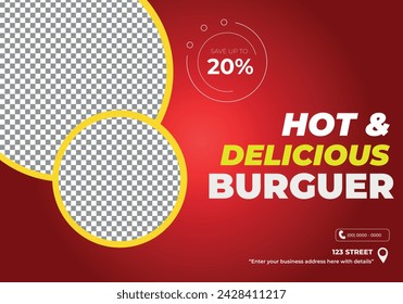 flyer template for fast food and burger restaurants, fully editable and vectorized.