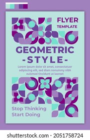 Flyer Template Geometric Design Idea With Iced Flower Color Palette. Suitable for cover, poster, banner, template, flyer, brochure, wallpaper, web design, etc.