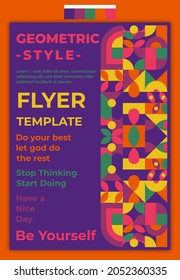 Flyer Template Geometric Design Idea With Joyful Festival Color Palette. Suitable for cover, poster, banner, template, flyer, brochure, wallpaper, web design, etc.