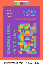 Flyer Template Geometric Design Idea With Magic Violet Color Palette. Suitable for cover, poster, banner, template, flyer, brochure, wallpaper, web design, etc.