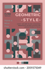 Flyer Template Geometric Design Idea With Vintage Van Color Palette. Suitable For Cover, Poster, Banner, Template, Flyer, Brochure, Wallpaper, Web Design, Etc.