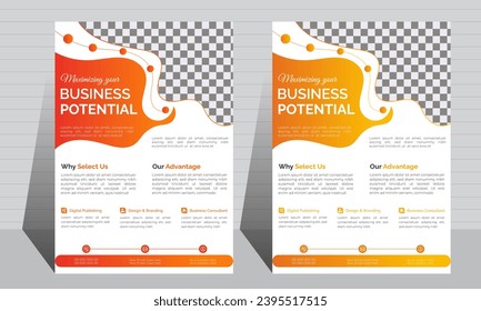 Flyer Template Geometric shape used for business poster layout, business flyer template with minimalist layout,