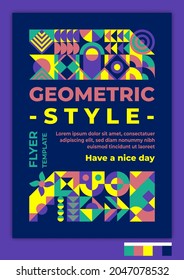 Flyer Template Geometric Style Design Idea With Coral Reefs Color Palette. Suitable for cover, poster, banner, template, flyer, brochure, wallpaper, web design, etc.