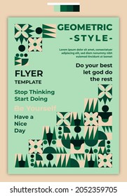 Flyer Template Geometric Style Design Idea With Calm Nature Weeds Color Palette. Suitable for cover, poster, banner, template, flyer, brochure, wallpaper, web design, etc.