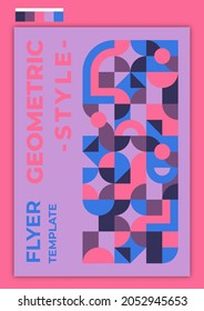 Flyer Template Geometric Style Design Idea With Sweet Candy Color Palette. Suitable for cover, poster, banner, template, flyer, brochure, wallpaper, web design, etc.