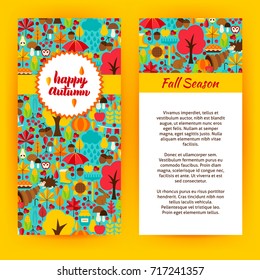 Flyer Template of Happy Autumn. Vector Illustration of Fall Seasonal Concept.