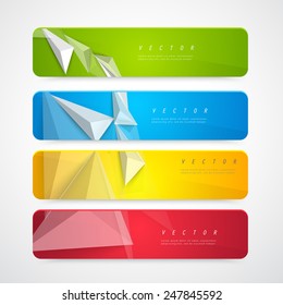Flyer template header design. Banner design templates collection with triangles