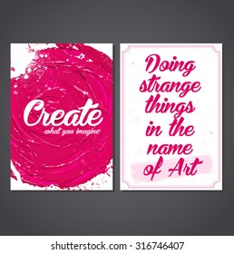 Flyer template or invitation with paint abstract background.