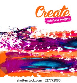 Flyer template or invitation with paint abstract background.