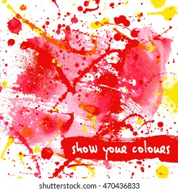 Flyer template or invitation with paint abstract background.