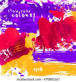 Flyer template or invitation with paint abstract background.