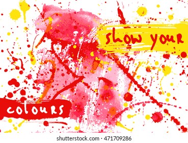 Flyer template or invitation with paint abstract background.