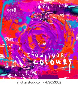 Flyer template or invitation with paint abstract background.