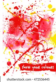 Flyer template or invitation with paint abstract background.