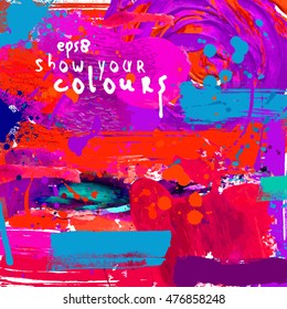 Flyer template or invitation with paint abstract background.