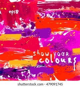 Flyer template or invitation with paint abstract background.