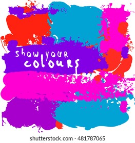 Flyer template or invitation with paint abstract background.