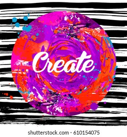Flyer template or invitation with paint abstract background.