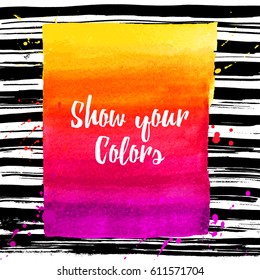 Flyer template or invitation with paint abstract background.
