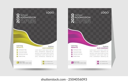 Flyer template for Kids back to school education admission layout design