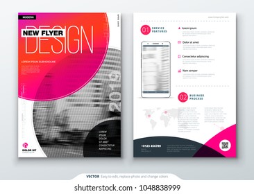 Flyer template layout design. Business flyer, brochure, magazine or flyer mockup in bright colors with circle round shapes. Vector abstract design
