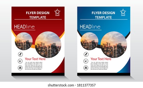 Flyer template layout design. Business flyer, brochure, magazine or flier mockup in bright colors. Vector