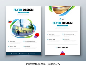 Flyer template layout design. Business flyer, brochure, magazine or flier mockup in bright colors. Vector