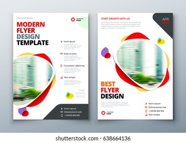 Flyer template layout design. Business flyer, brochure, magazine or flier mockup in bright colors. Vector