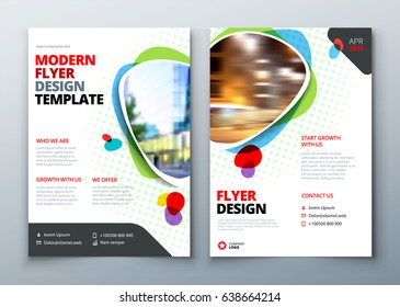 Flyer Template Layout Design. Business Flyer, Brochure, Magazine Or Flier Mockup In Bright Colors. Vector Flyer