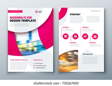 Flyer template layout design. Business flyer, brochure, magazine or flier mockup in bright colors. Vector