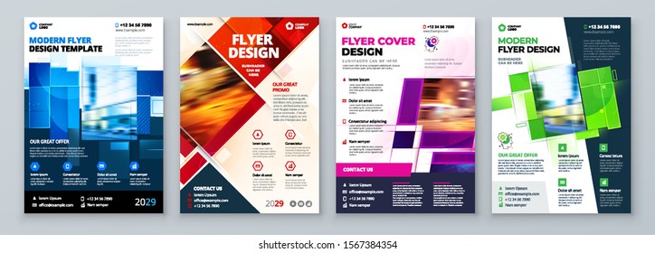 Flyer Template Layout Design. Corporate Business Flyer Creative modern bright concept with square shapes