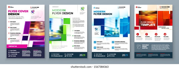 Flyer Template Layout Design. Corporate Business Flyer  Creative modern bright concept with square shapes